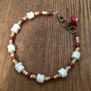 Men's Puka Shell 8 Inch Beaded Bracelet,  Handmade Men's Bracelet